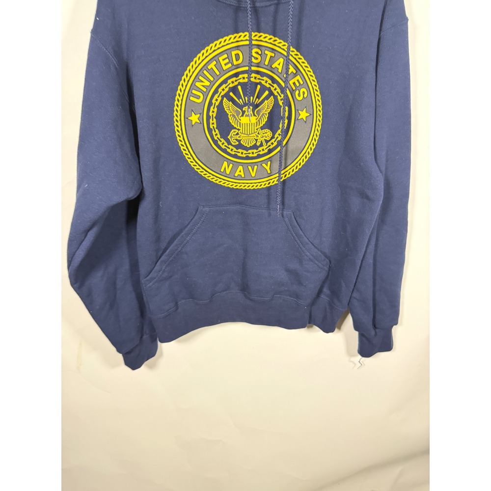 Soffe US Navy Hoodie Mens Small Blue Yellow Seal Graphic Sweatshirt Made in USA - Picture 3 of 8